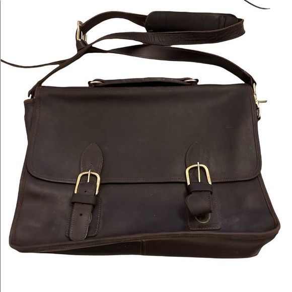 Handbags - Elegant Brown Leather Laptop Bag